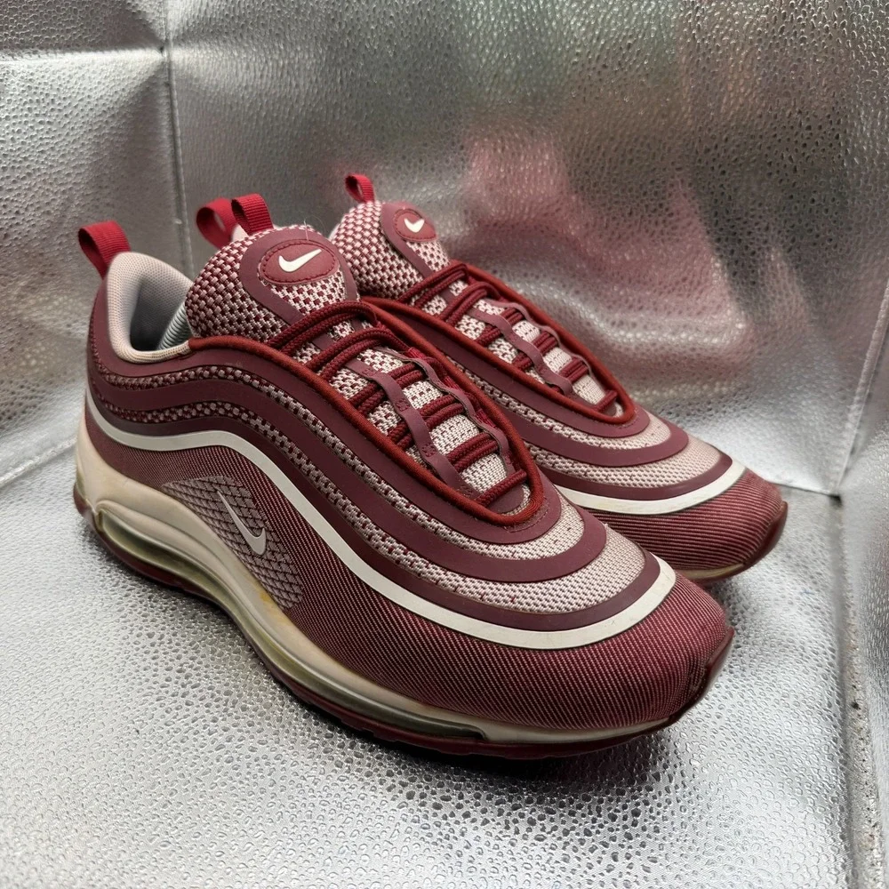 Size 9.5 Nike Air Max 97 Ultra '17 Team Red Maroon Mens Lace-Up Shoes 918356-601